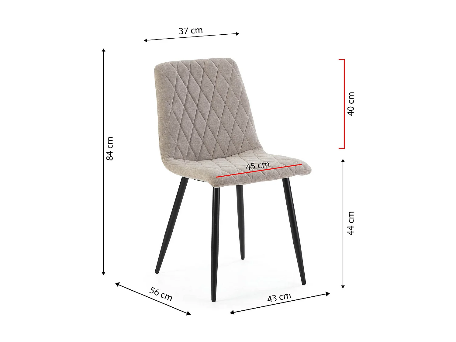 Pack 4 chaises Abril recouvertes de tissu beige