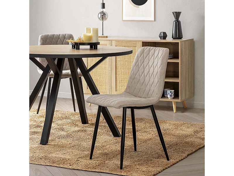 Pack 4 chaises Abril recouvertes de tissu beige