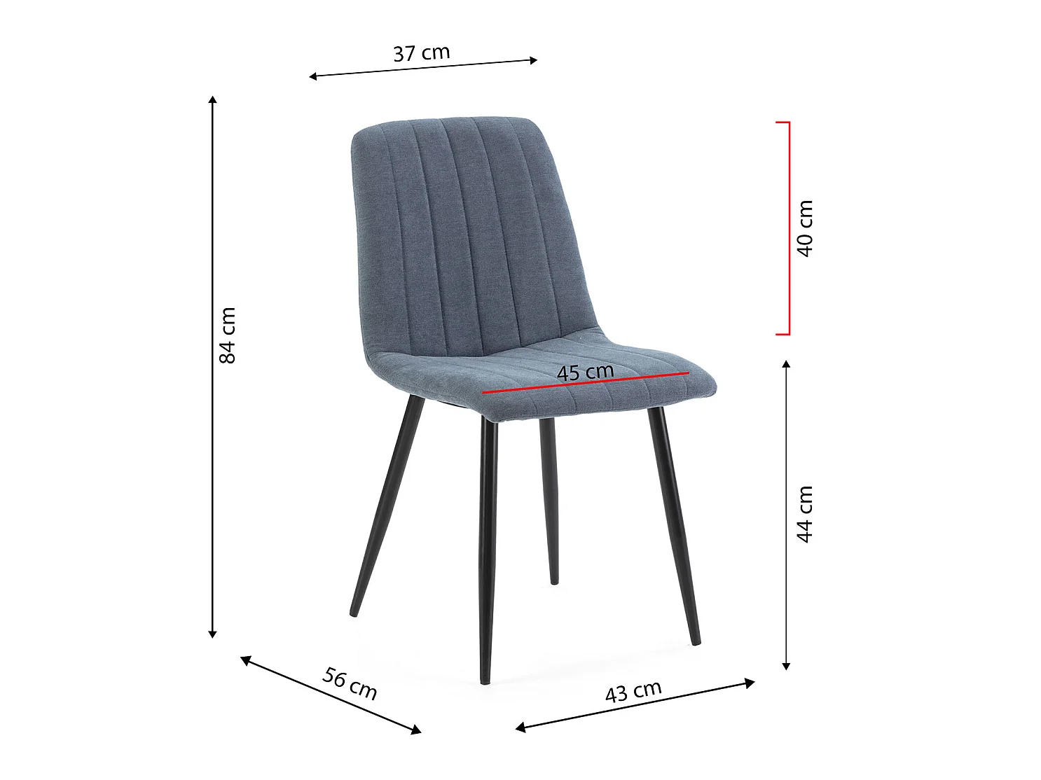 Pack 4 chaises Sagi recouvertes de tissu bleu