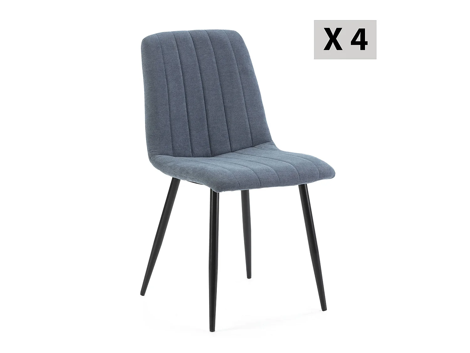 Pack 4 chaises Sagi recouvertes de tissu bleu