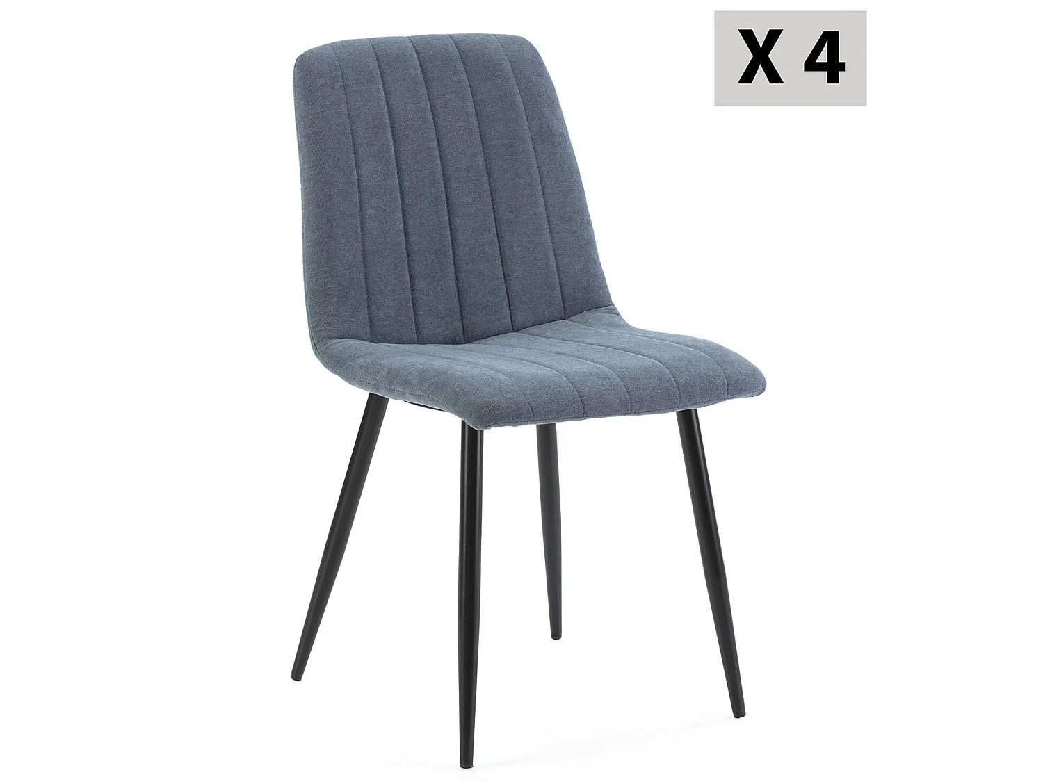 Pack 4 chaises Sagi recouvertes de tissu bleu