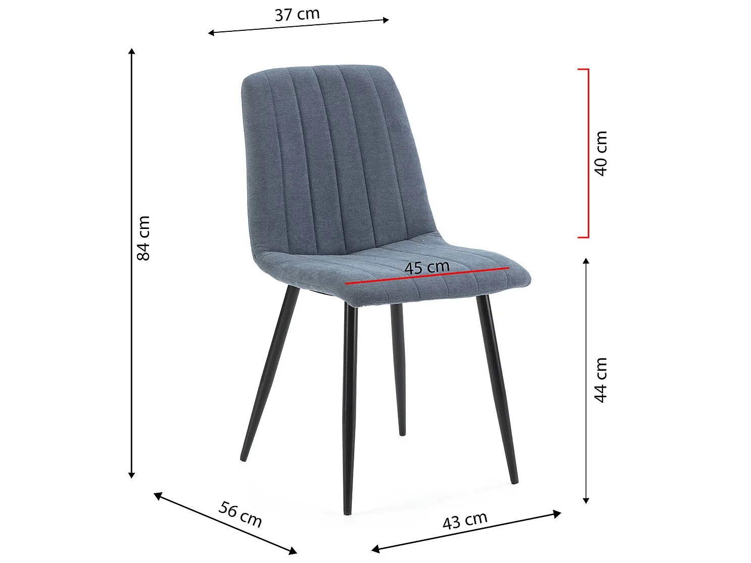 Pack 4 chaises Sagi recouvertes de tissu bleu