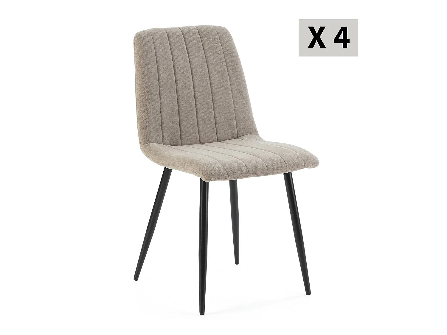 Pack 4 chaises Sagi recouvertes de tissu beige