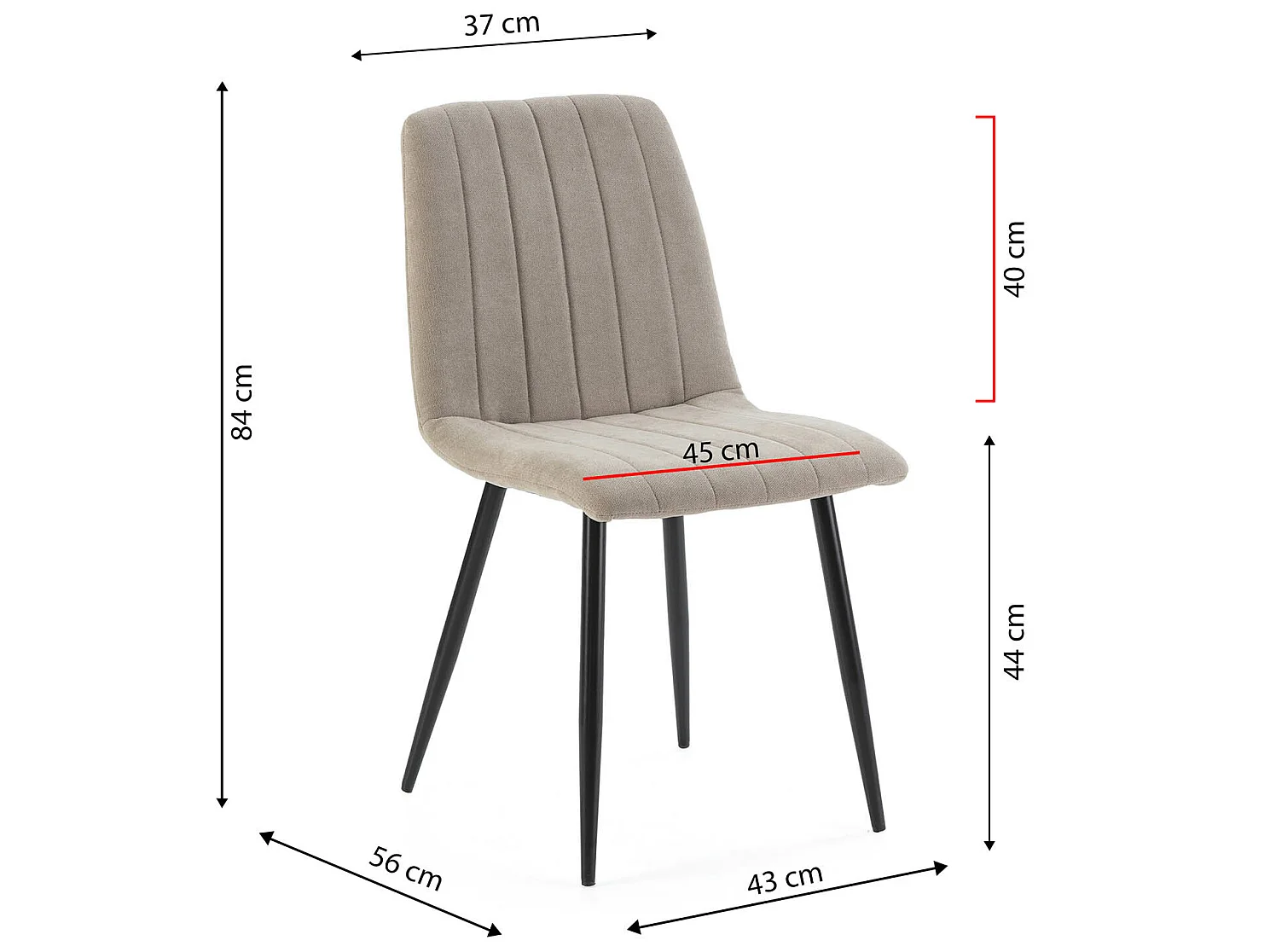 Pack 4 chaises Sagi recouvertes de tissu beige