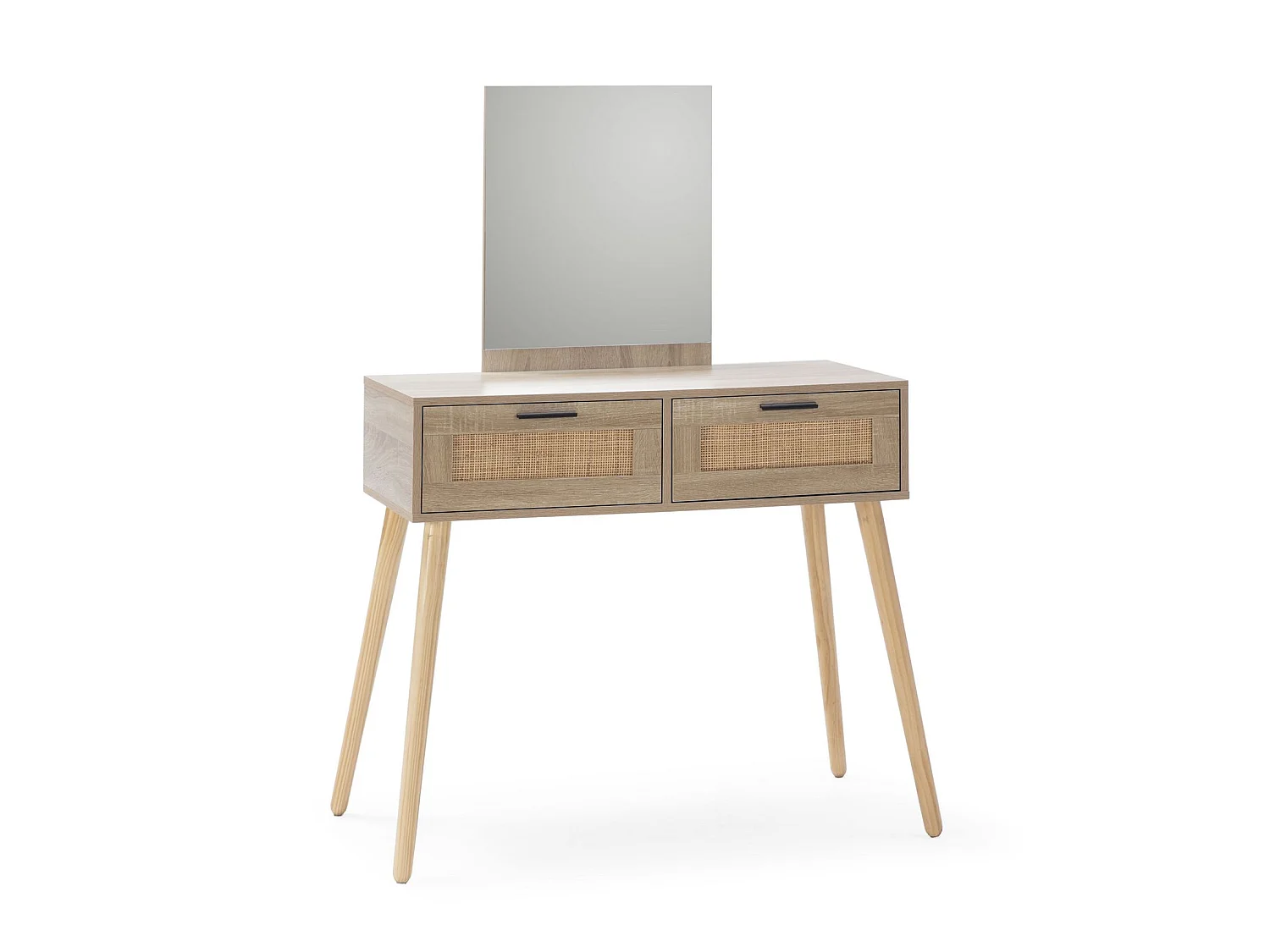 Mueble recibidor Dalia 2 cajones + espejo, color roble