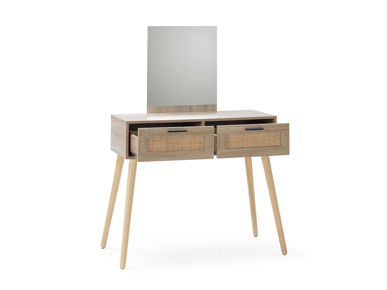 Mueble recibidor Dalia 2 cajones + espejo, color roble