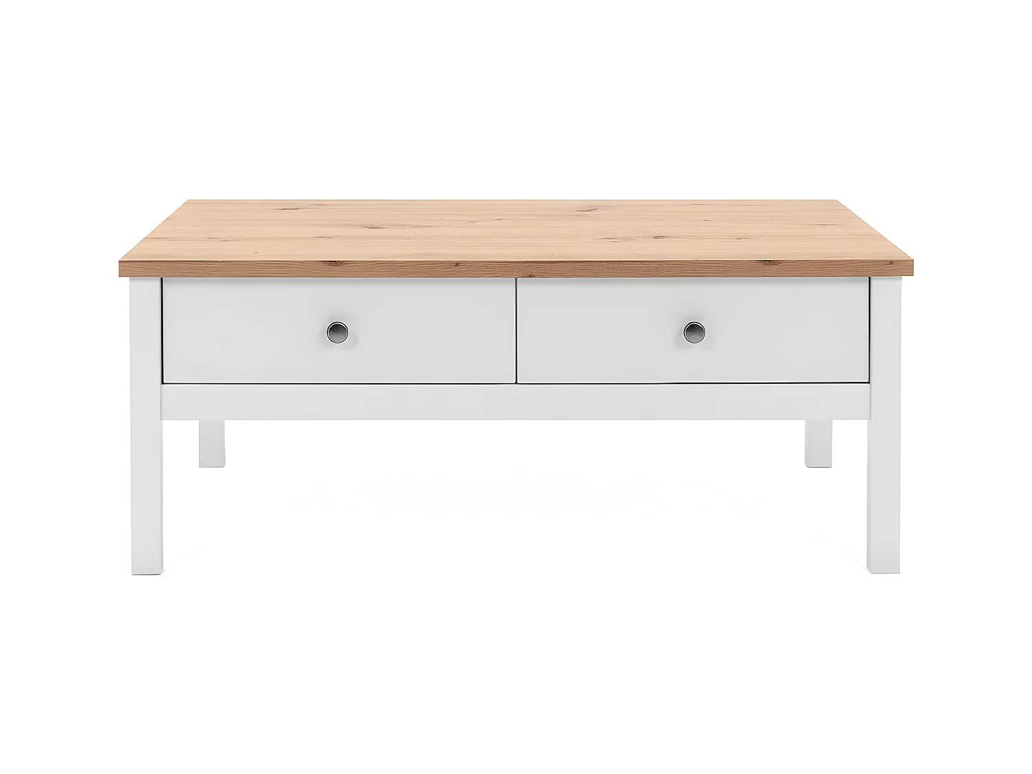 Table Basse 2 tiroirs L100 cm - Décor Blanc - BERGEN