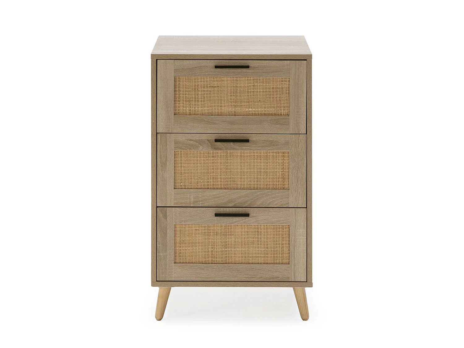 Nachtkastje Dalia met 4 laden in eiken kleur, 80 cm breed.