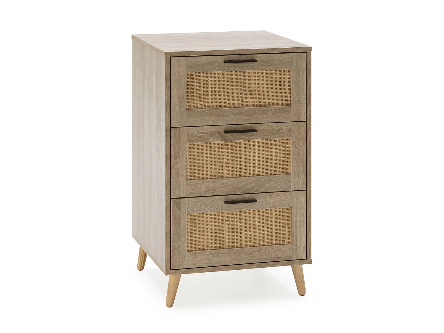 Chiffonnier nuit Dalia 4 tiroirs couleur chêne, 80 cm longueur