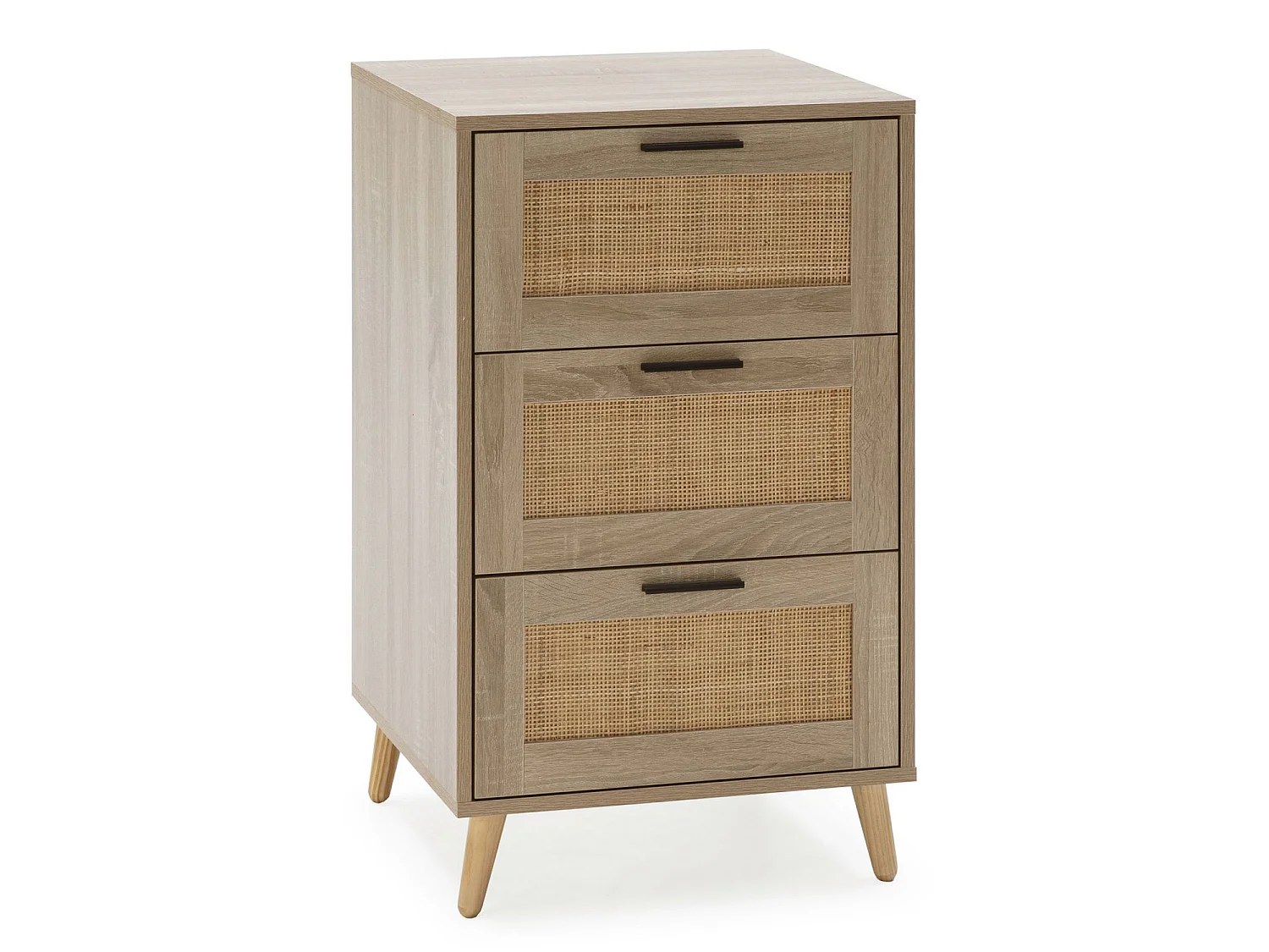 Chiffonnier nuit Dalia 4 tiroirs couleur chêne, 80 cm longueur