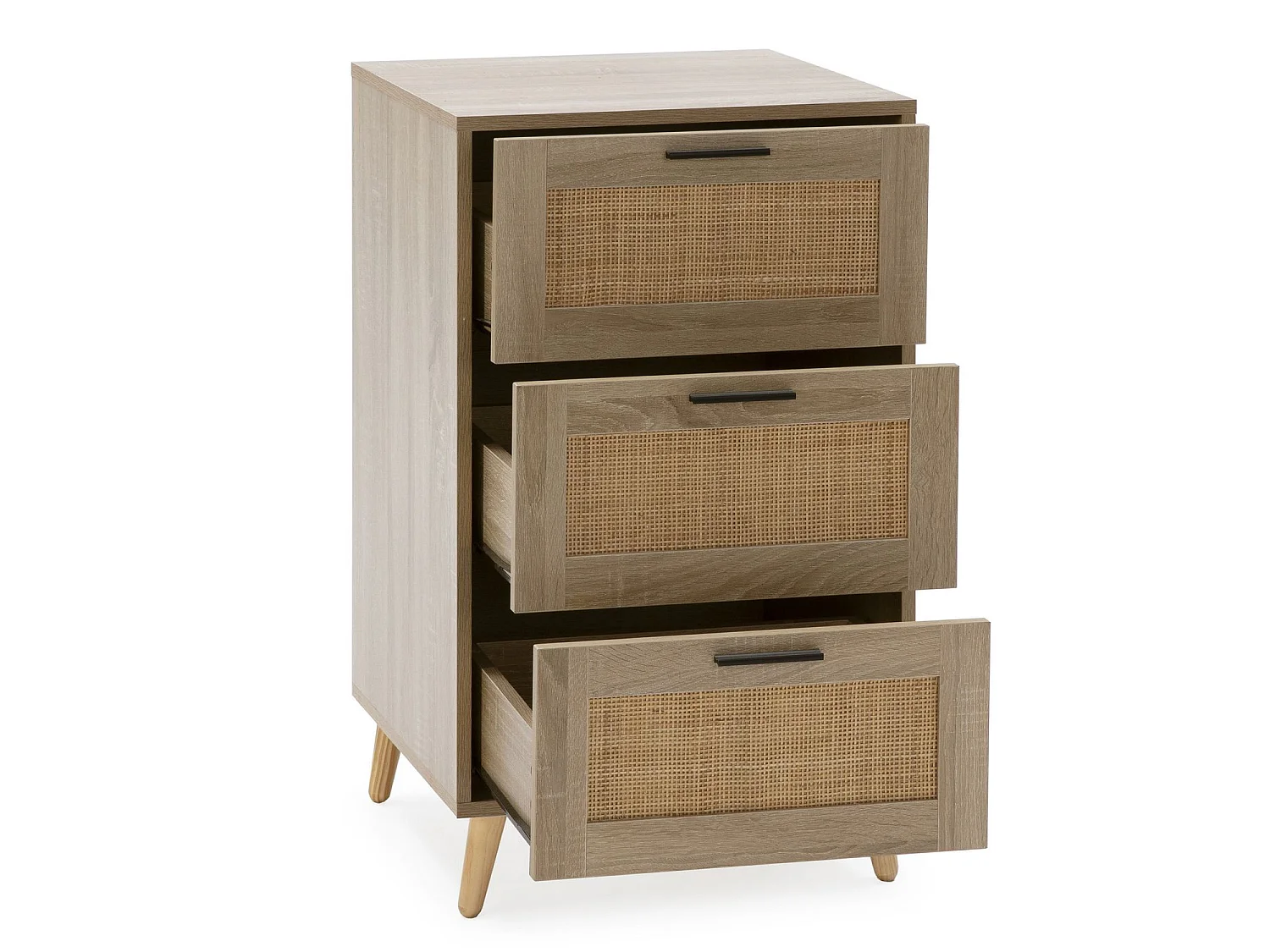 Chiffonnier nuit Dalia 4 tiroirs couleur chêne, 80 cm longueur