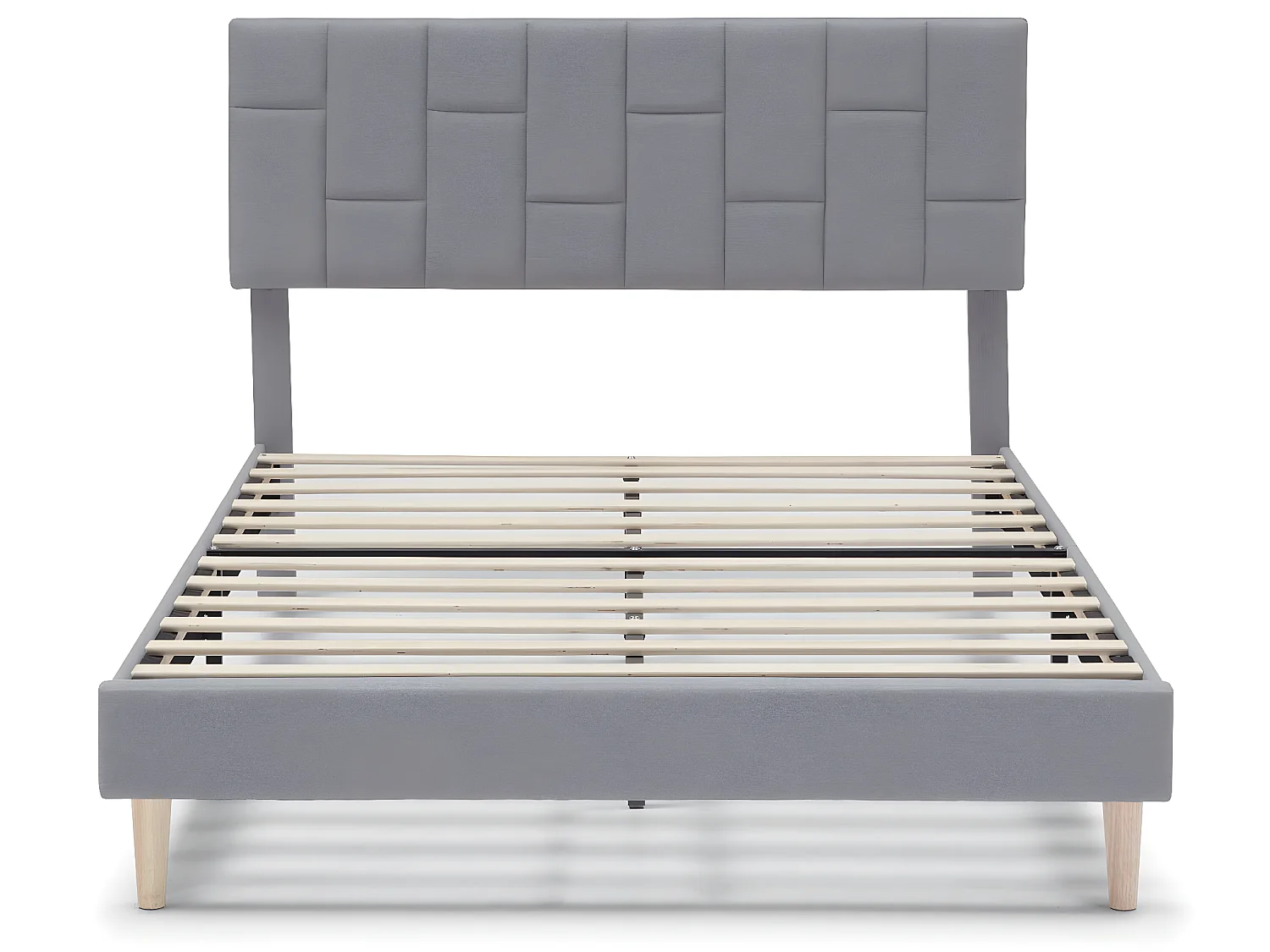 Cadre de lit plateforme Sorni capitonné 30 cm, 140x190 cm, Gris clair