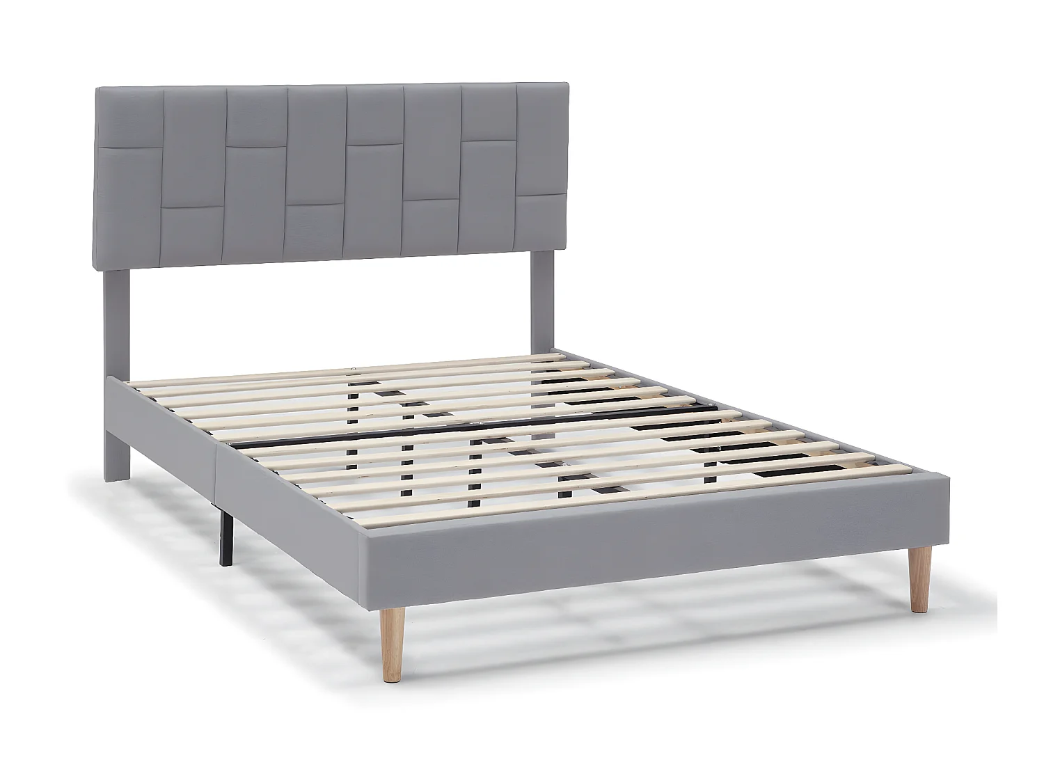 Gestoffeerd bedframe Sorni van 30 cm, 135/140x190 cm, Lichtgrijs