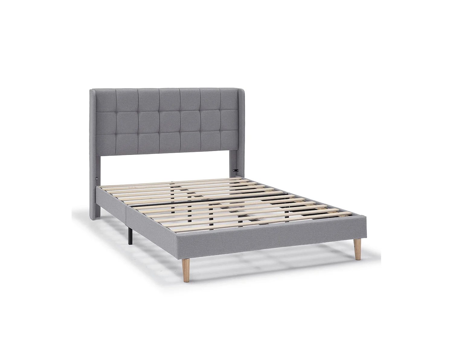 Gestoffeerd bedframe Esther van 30 cm, 150x190 cm, Lichtgrijs