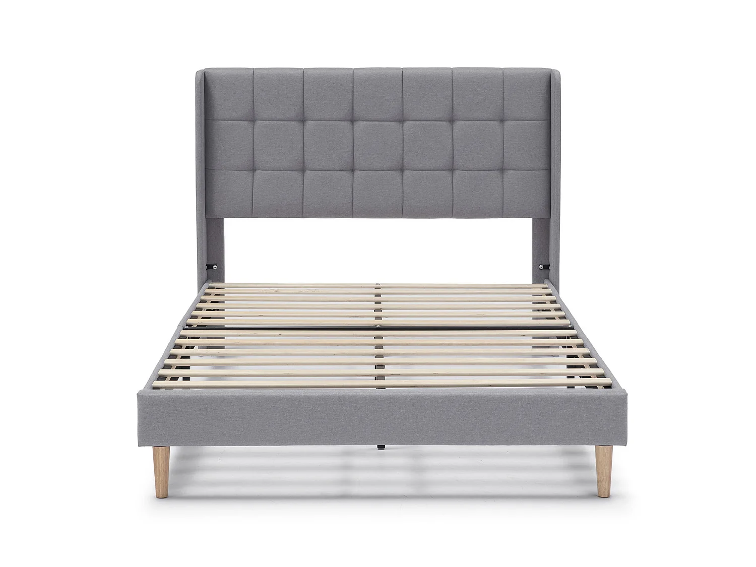 Cadre de lit plateforme Esther capitonné 30 cm, 90x190 cm, Gris clair