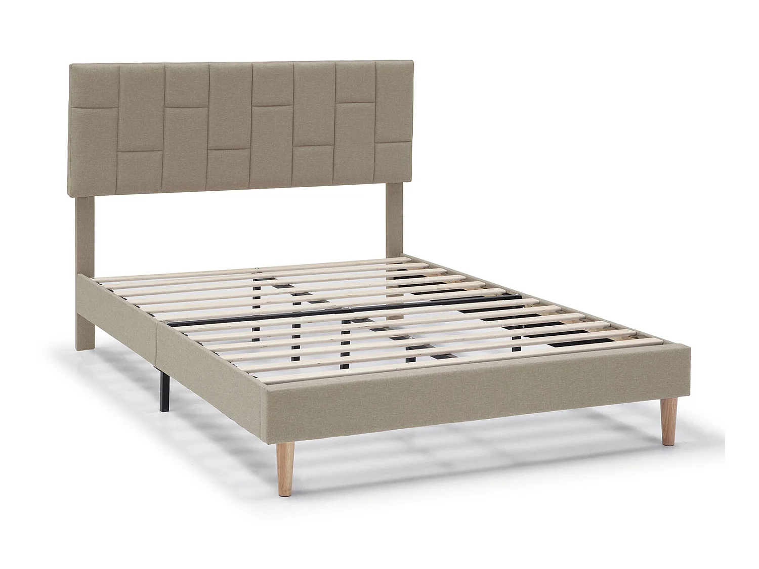 Cadre de lit plateforme Sorni capitonné 30 cm, 150x190 cm, Beige