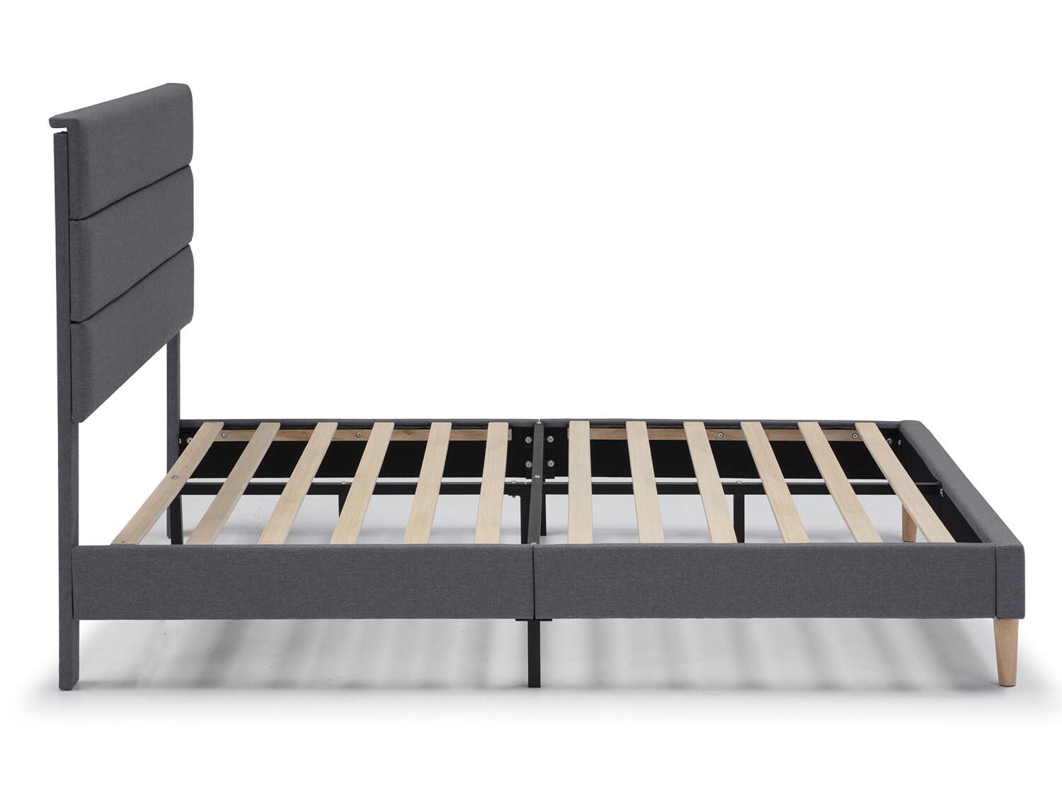 HOMN LIVING Estructura de Cama tapizada Aroma de 30 cm, Base para colchón,  Somier de láminas de Madera, Montaje Sencillo, 90x190 cm, Gris Oscuro