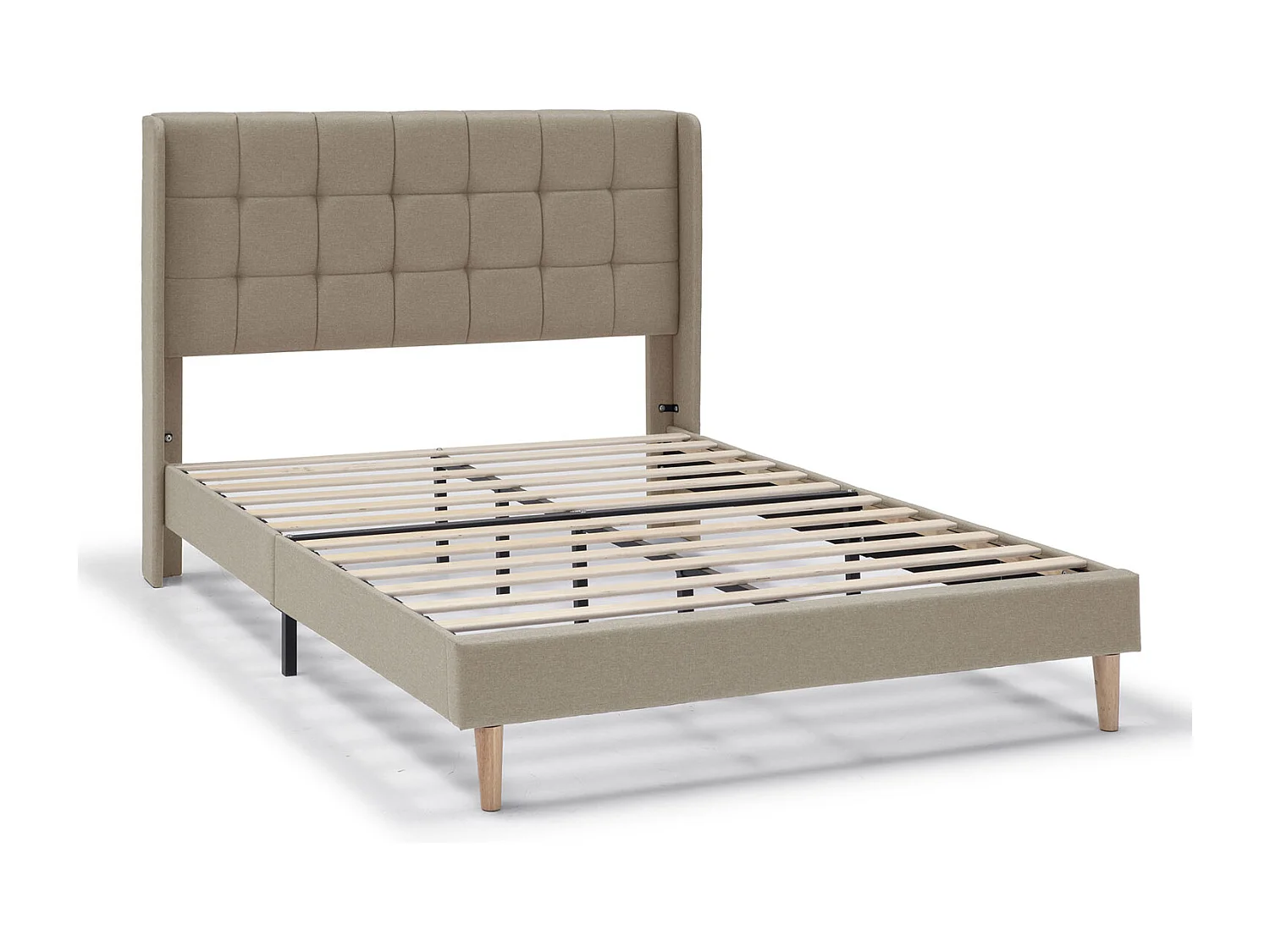 Gestoffeerd bedframe Esther van 30 cm, 150x190 cm, Beige