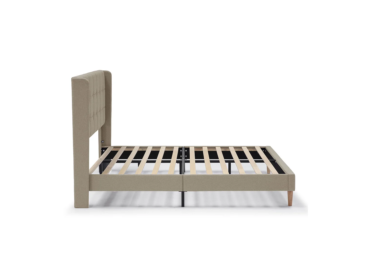 Gestoffeerd bedframe Esther van 30 cm, 90x190 cm, Beige