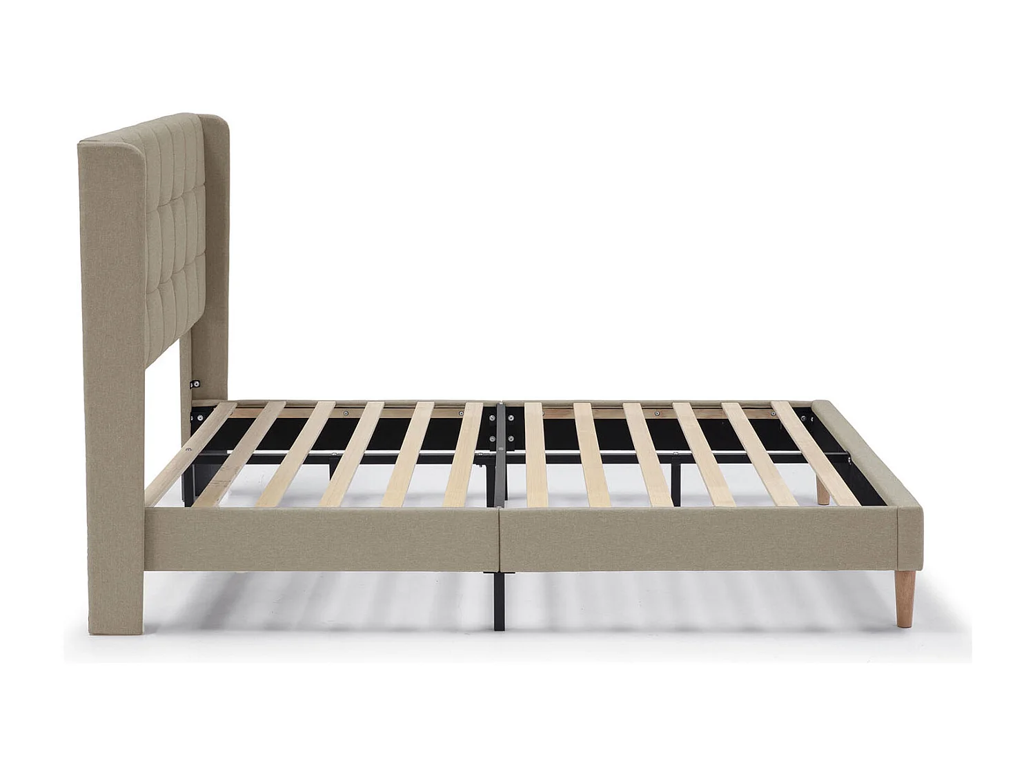 Gestoffeerd bedframe Esther van 30 cm, 90x190 cm, Beige