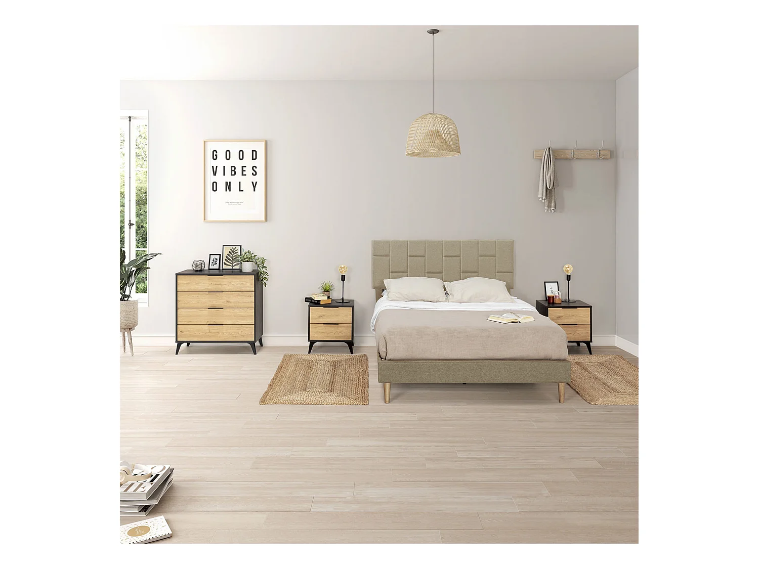 Giroletto imbottito Sorni 30 cm, 90x190 cm, Beige