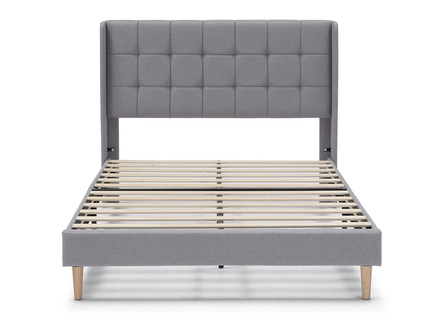 Estrutura de cama estofada Esther de 30 cm, 135/140x190 cm, Cinza claro.