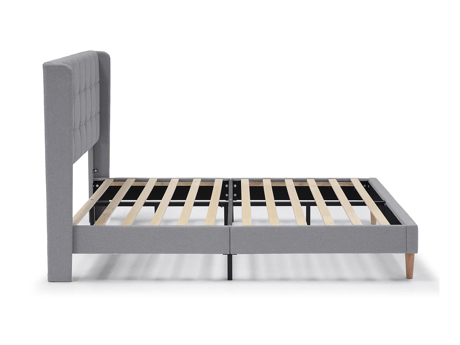 Estrutura de cama estofada Esther de 30 cm, 135/140x190 cm, Cinza claro.