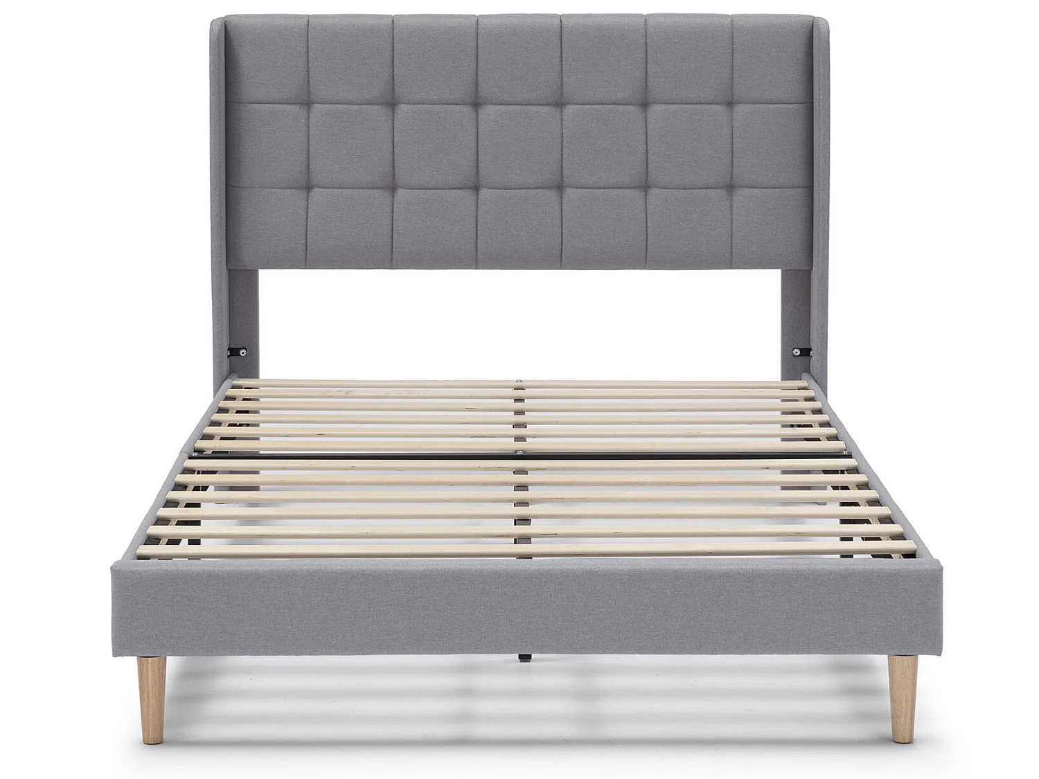 Cadre de lit plateforme Esther capitonné 30 cm, 140x190 cm, Gris clair