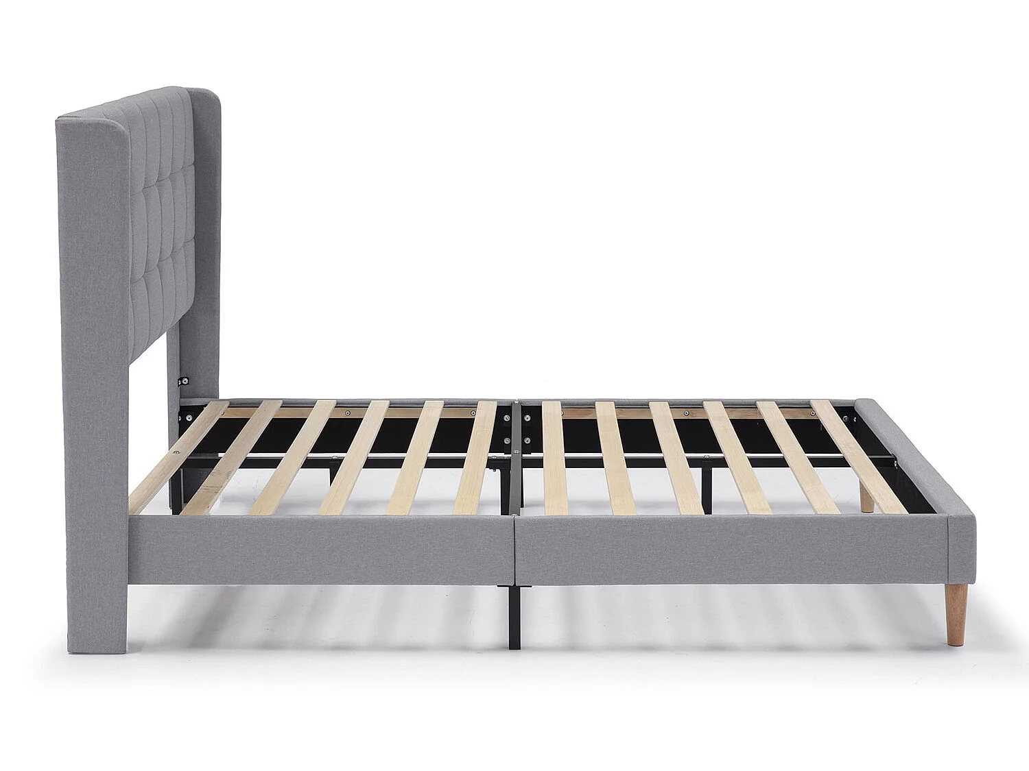 Cadre de lit plateforme Esther capitonné 30 cm, 140x190 cm, Gris clair