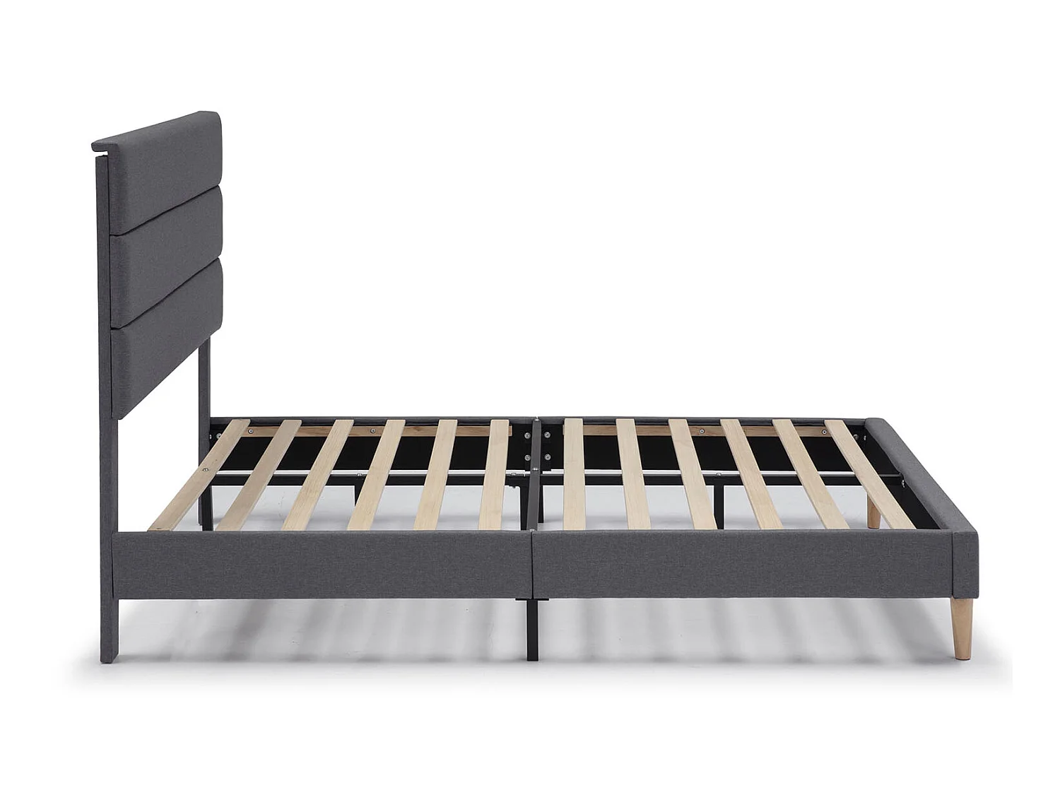 Cadre de lit plateforme Aroma capitonné 30 cm, 150x190 cm, Gris foncé