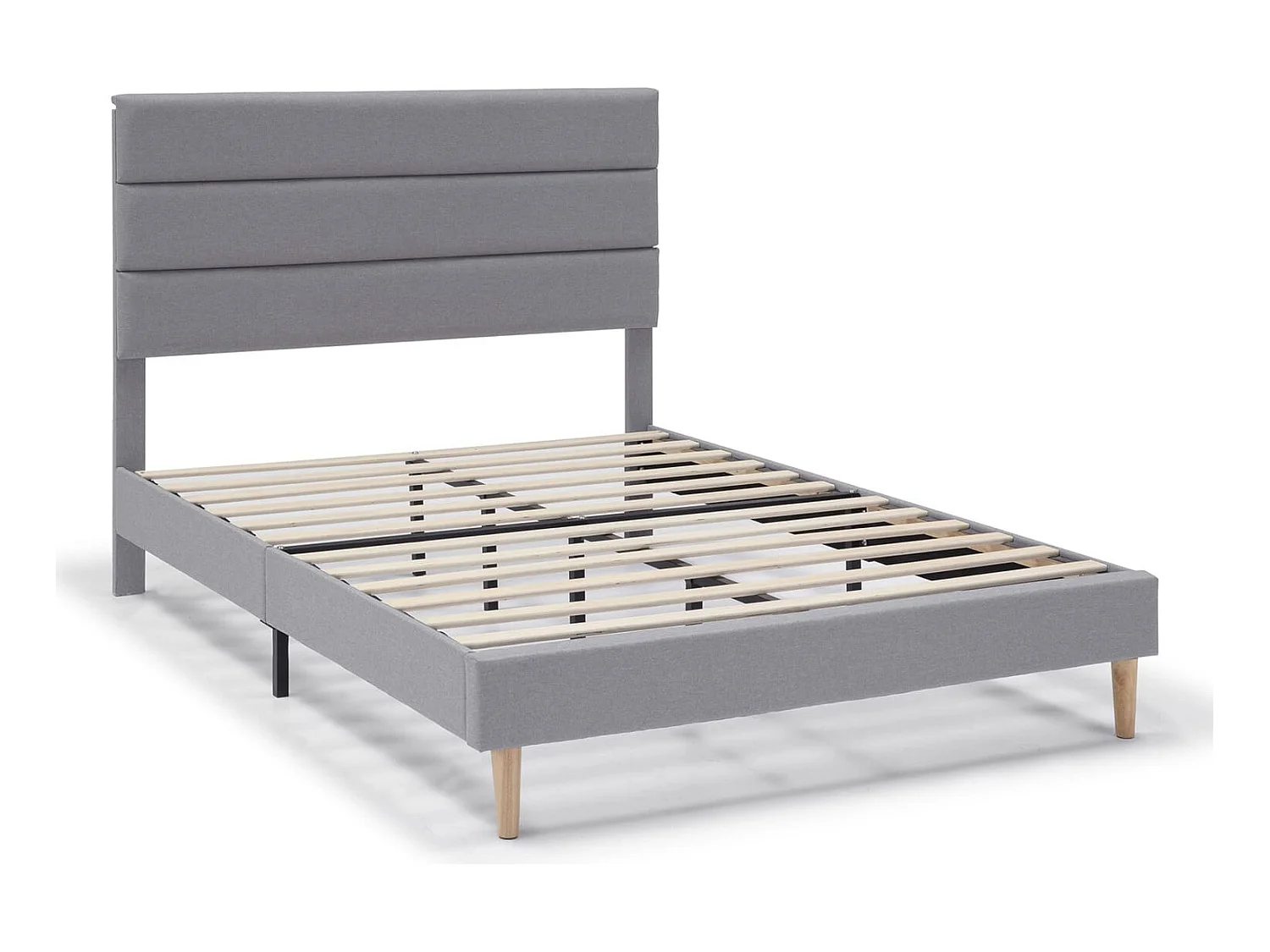 Cadre de lit plateforme Aroma capitonné 30 cm, 140x190 cm, Gris clair