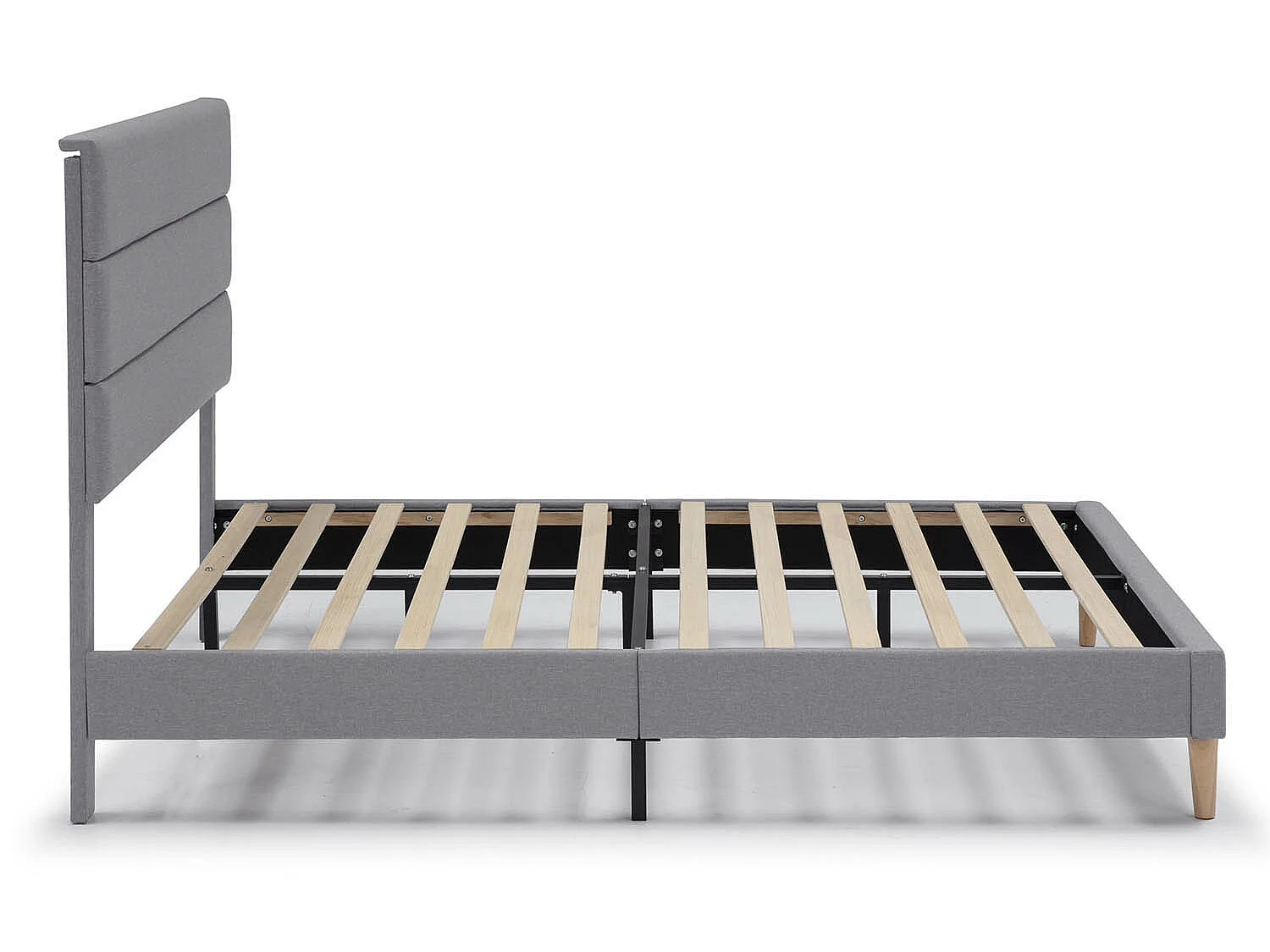 Cadre de lit plateforme Aroma capitonné 30 cm, 140x190 cm, Gris clair