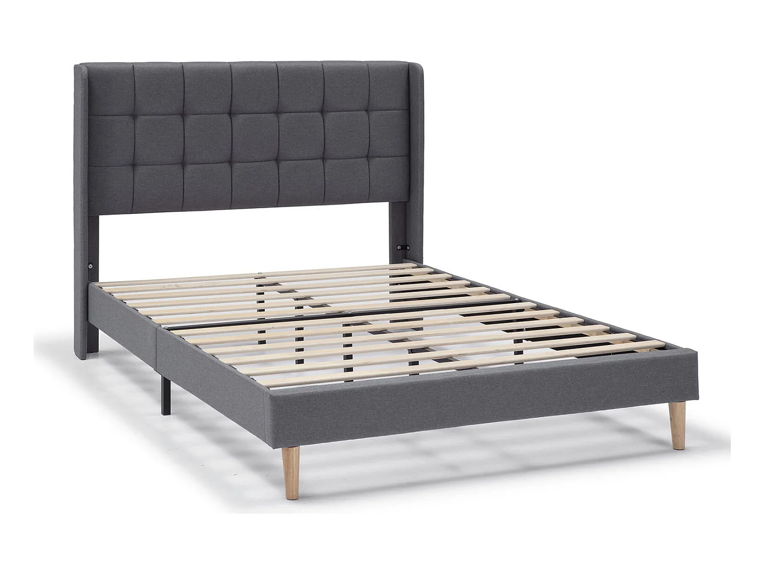 Gestoffeerd bedframe Esther van 30 cm, 135/140x190 cm, Donkergrijs