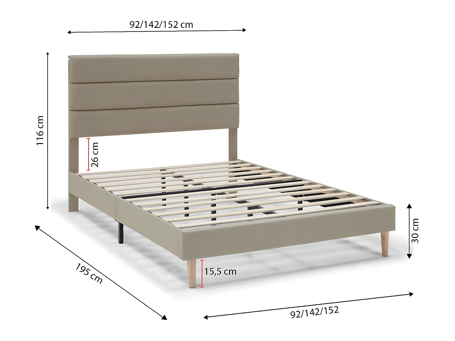 Giroletto imbottito Aroma 30 cm, 150x190 cm, Beige