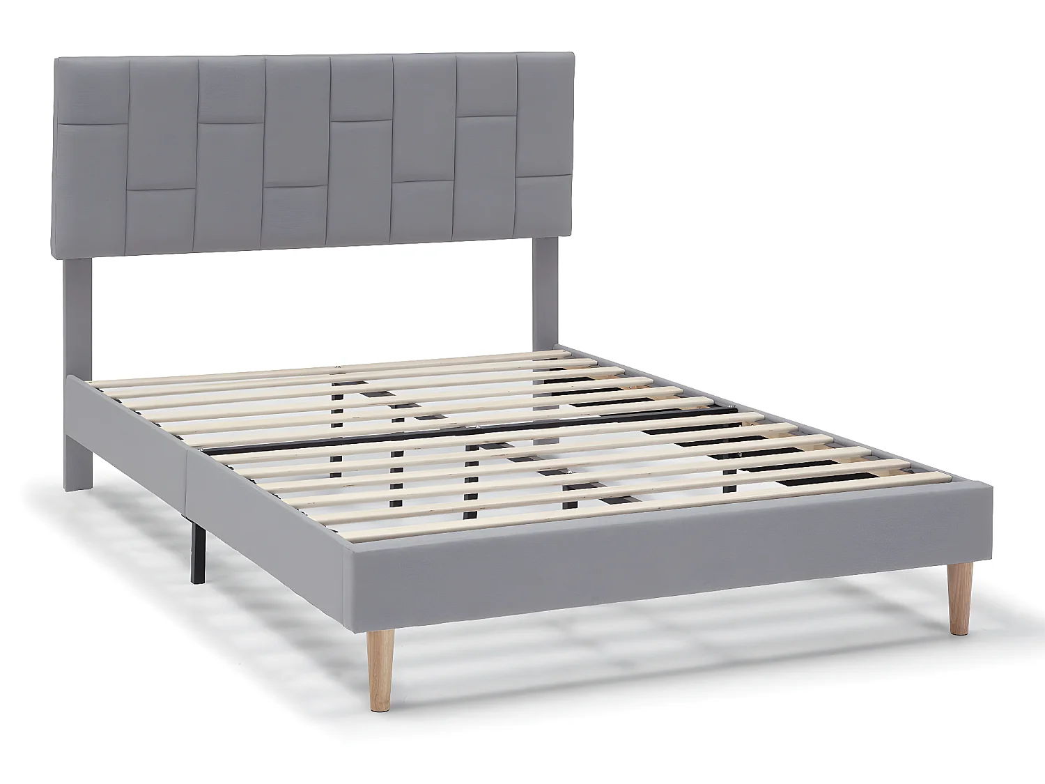 Gestoffeerd bedframe Sorni van 30 cm, 150x190 cm, Lichtgrijs