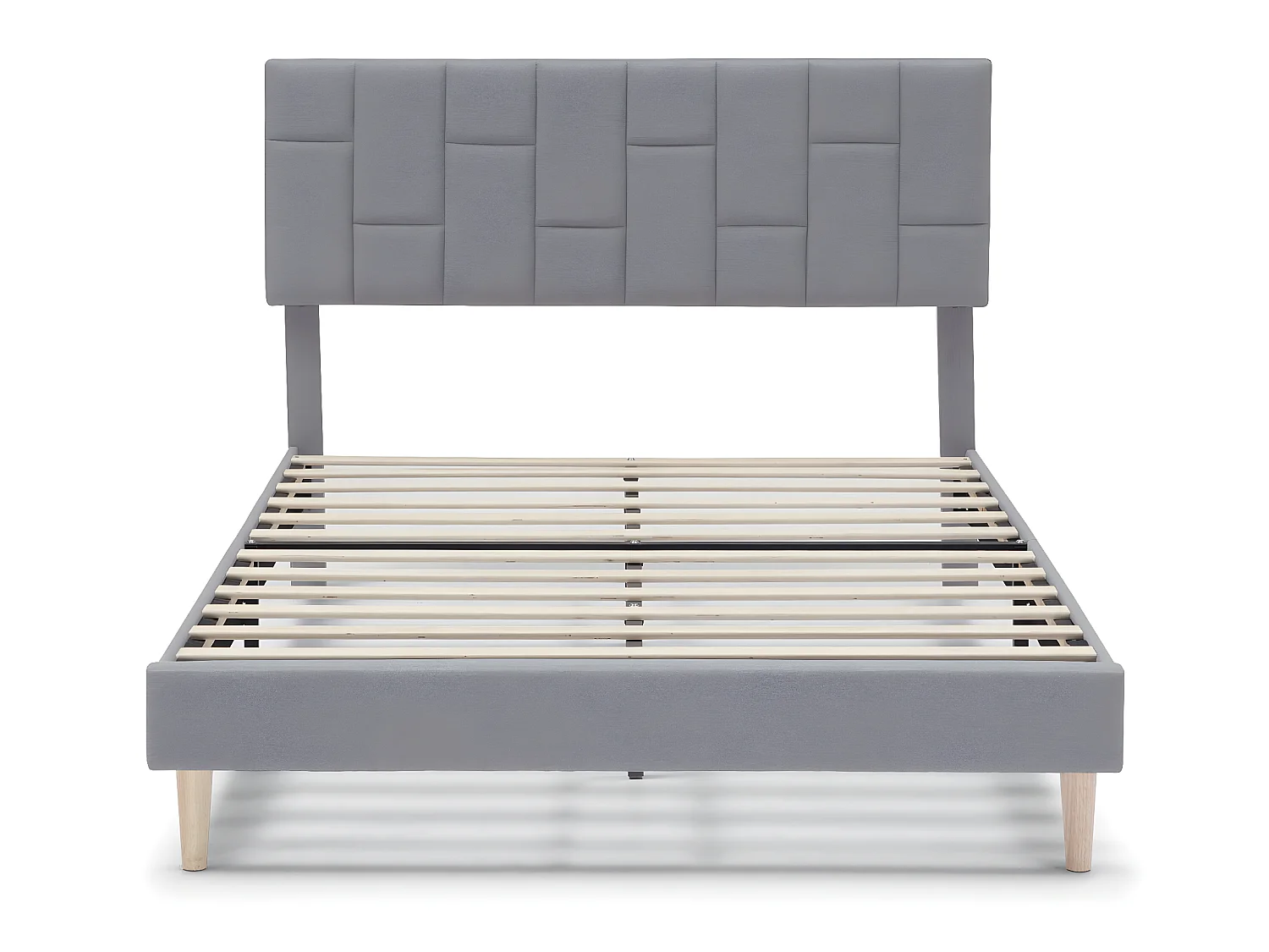 Gestoffeerd bedframe Sorni van 30 cm, 150x190 cm, Lichtgrijs