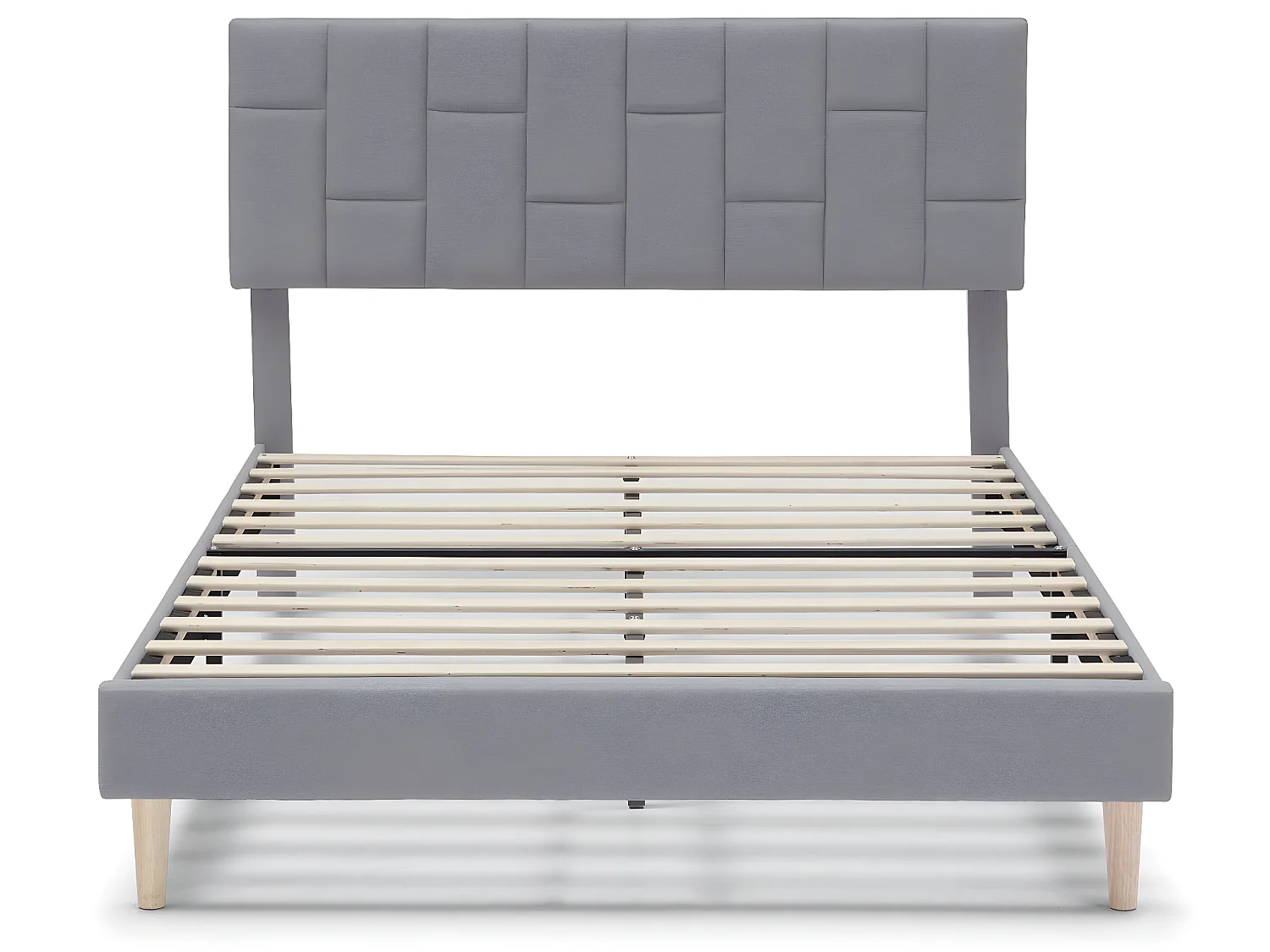 Cadre de lit plateforme Sorni capitonné 30 cm, 150x190 cm, Gris clair