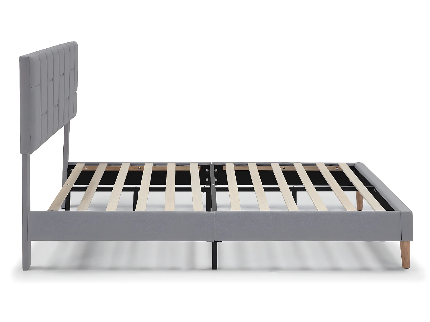 Cadre de lit plateforme Sorni capitonné 30 cm, 150x190 cm, Gris clair