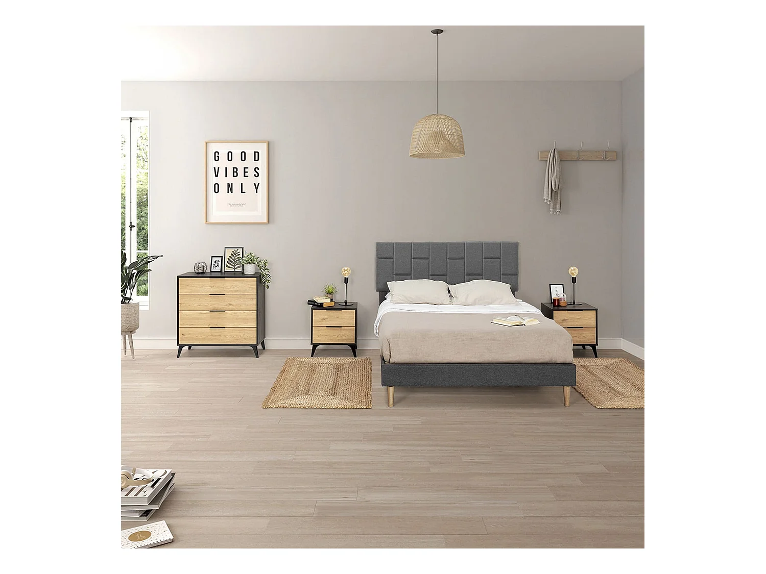 Polsterbett Sorni 90x190 cm, Dunkelgrau