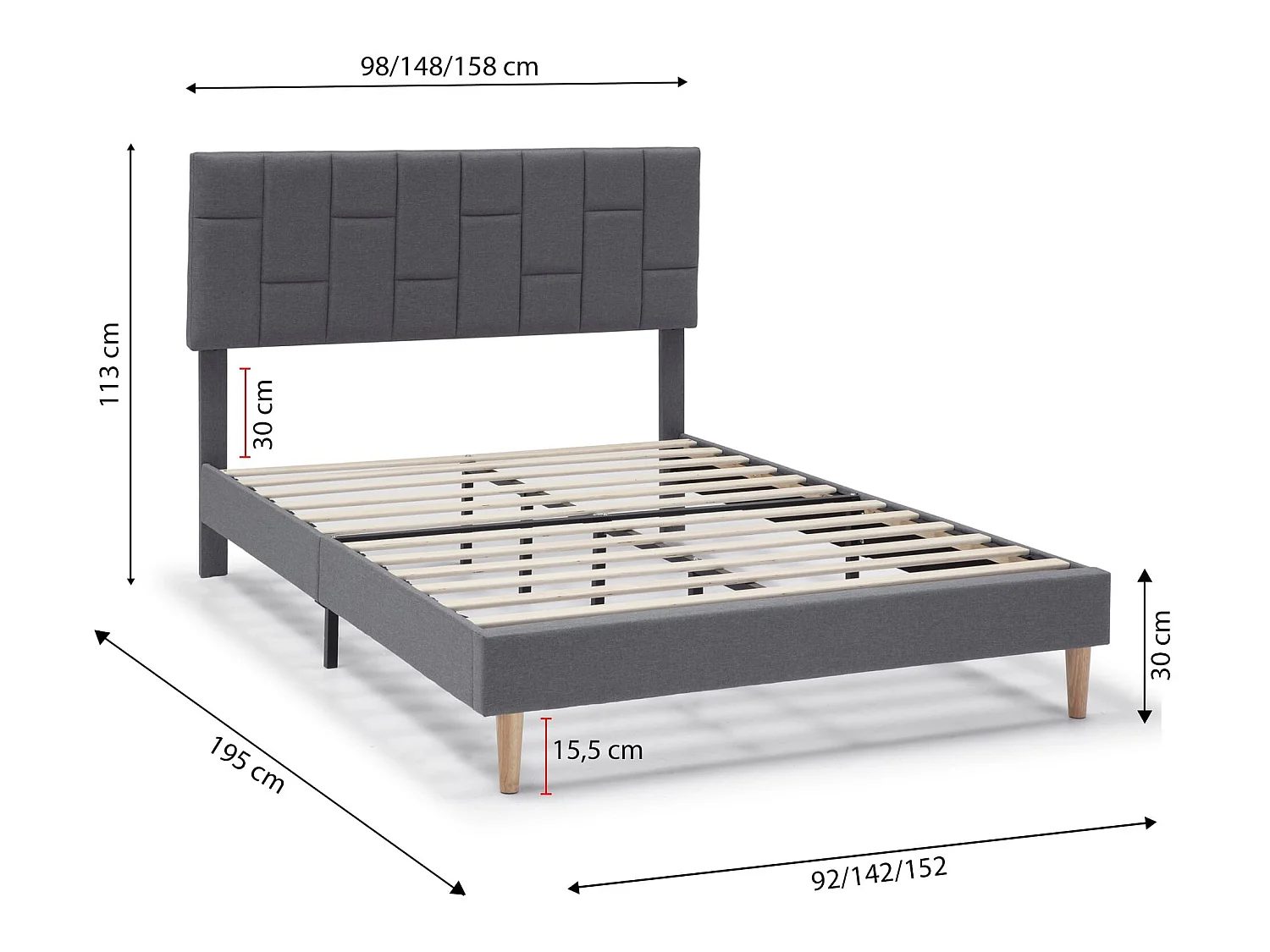 Polsterbett Sorni 90x190 cm, Dunkelgrau