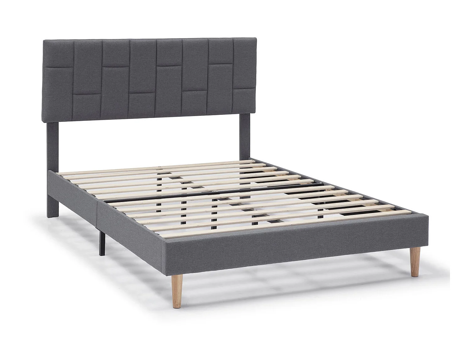 Cadre de lit plateforme Sorni capitonné 30 cm, 90x190 cm, Gris foncé