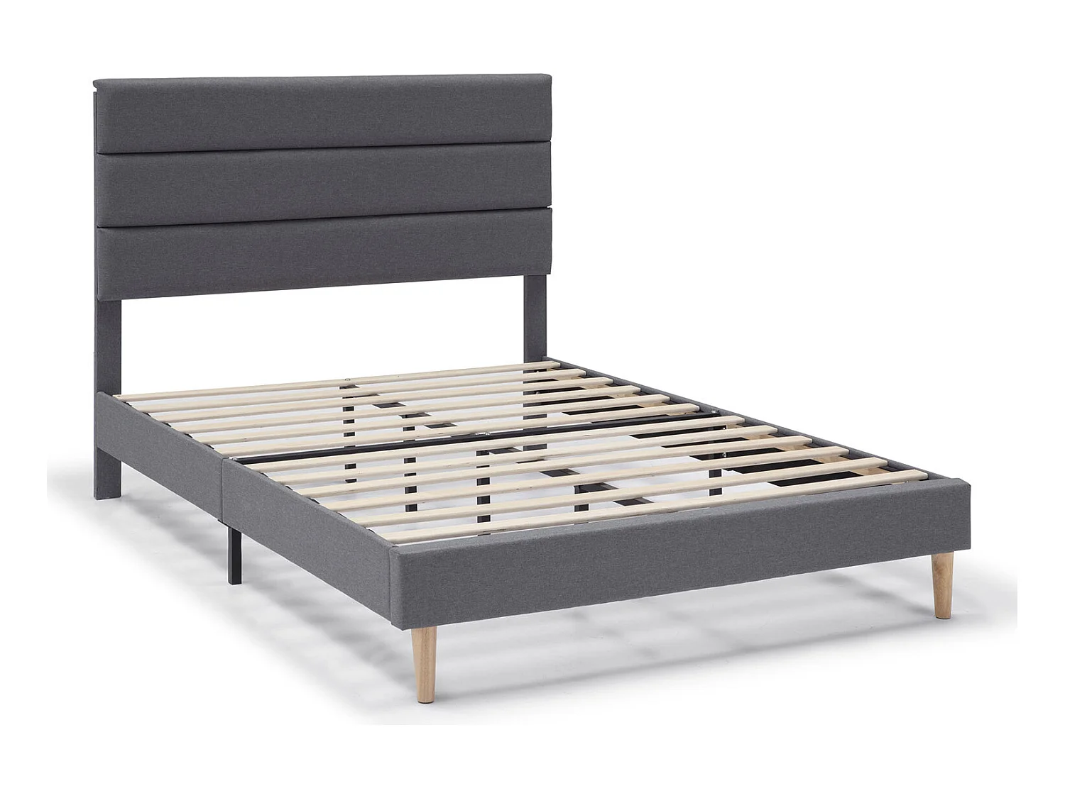 Cadre de lit plateforme Aroma capitonné 30 cm, 140x190 cm, Gris foncé