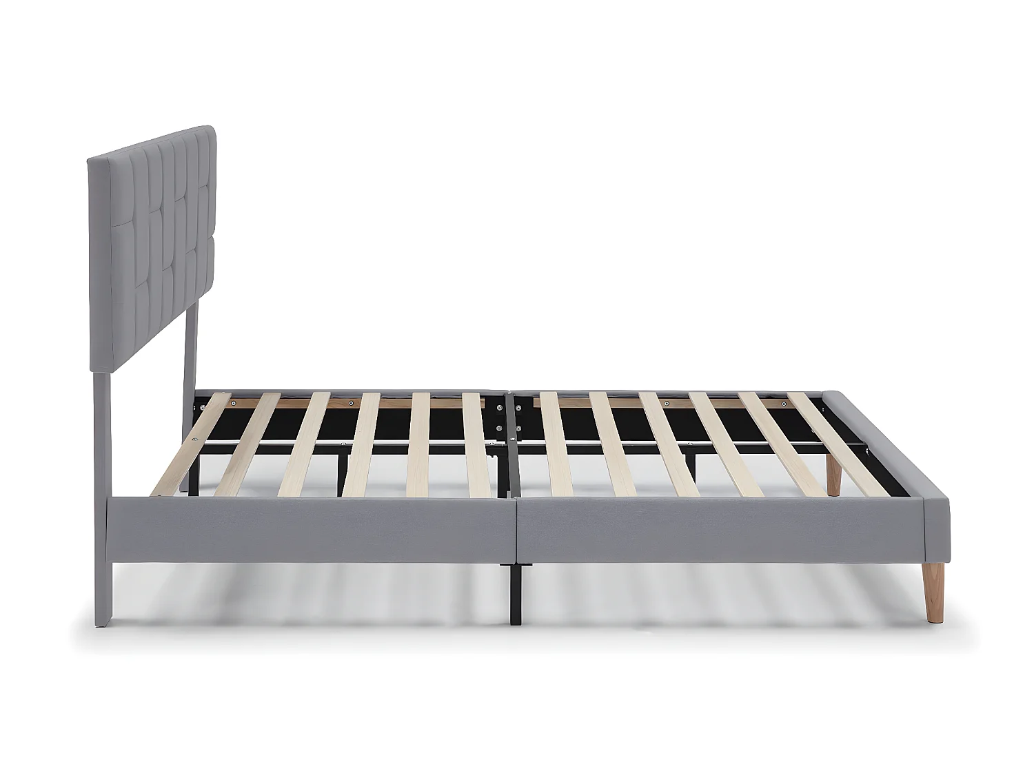 Beklede bedstructuur Sorni van 30 cm, 90x190 cm, Lichtgrijs