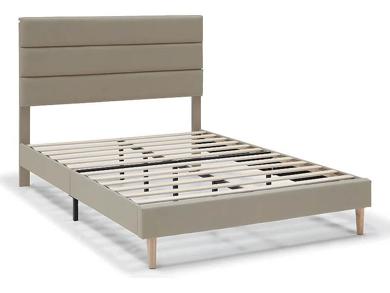 Cadre de lit plateforme Aroma capitonné 30 cm, 90x190 cm, Beige