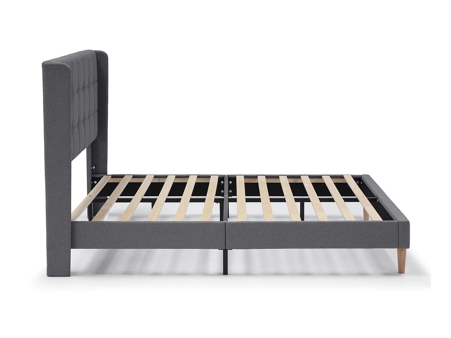 Estructura de Cama tapizada Esther de 30 cm, 90x190 cm, Gris oscuro