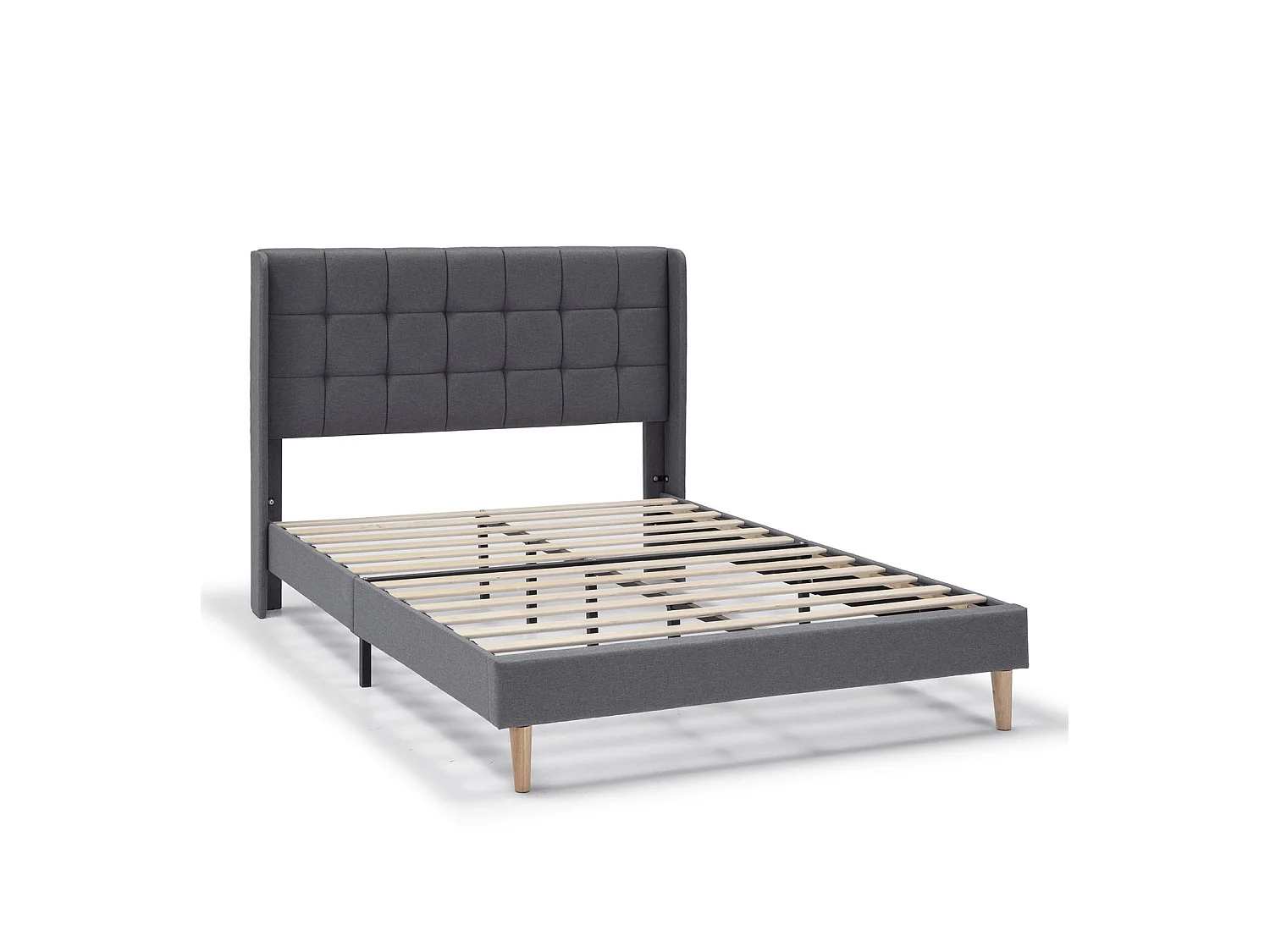 Gestoffeerd bedframe Esther van 30 cm, 150x190 cm, Donkergrijs