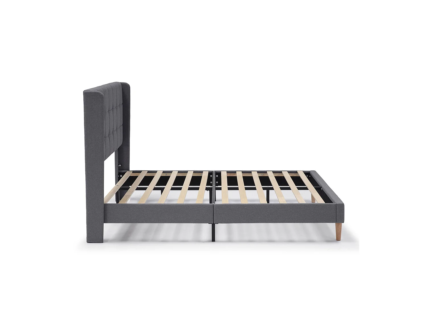 Gestoffeerd bedframe Esther van 30 cm, 150x190 cm, Donkergrijs