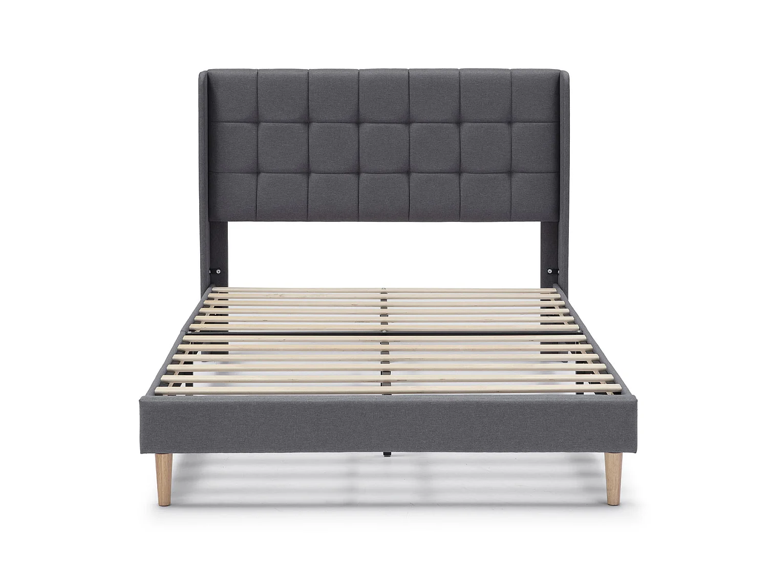 Cadre de lit plateforme Esther capitonné 30 cm, 150x190 cm, Gris foncé