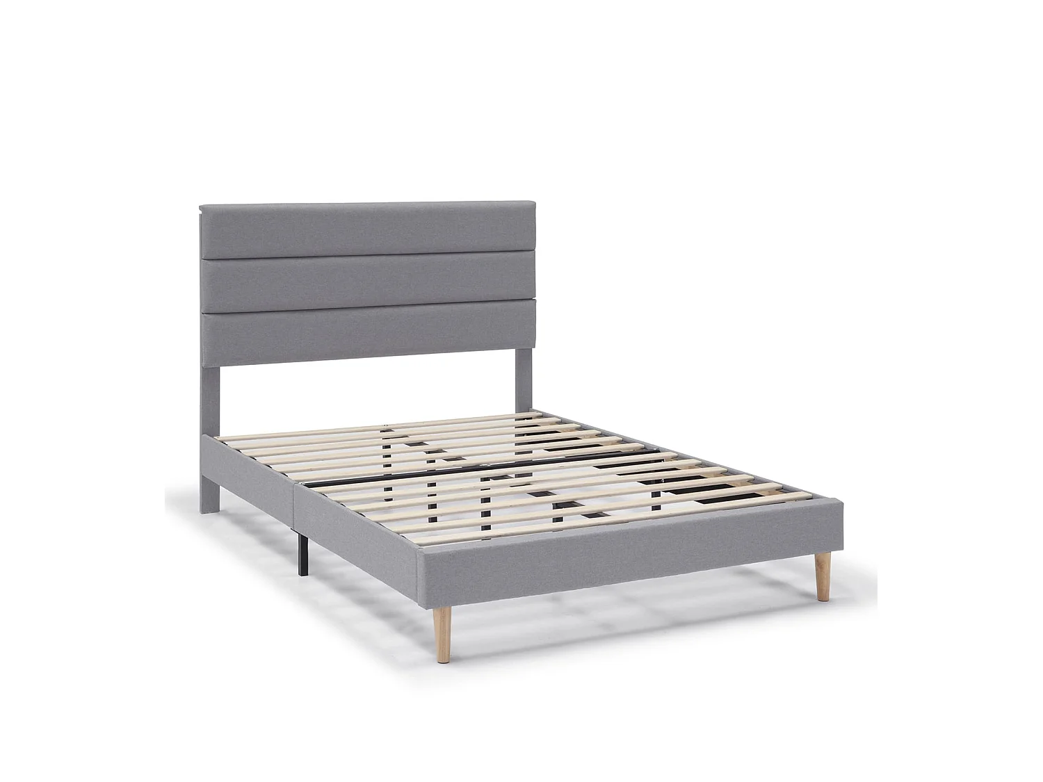 Cadre de lit plateforme Aroma capitonné 30 cm, 90x190 cm, Gris clair
