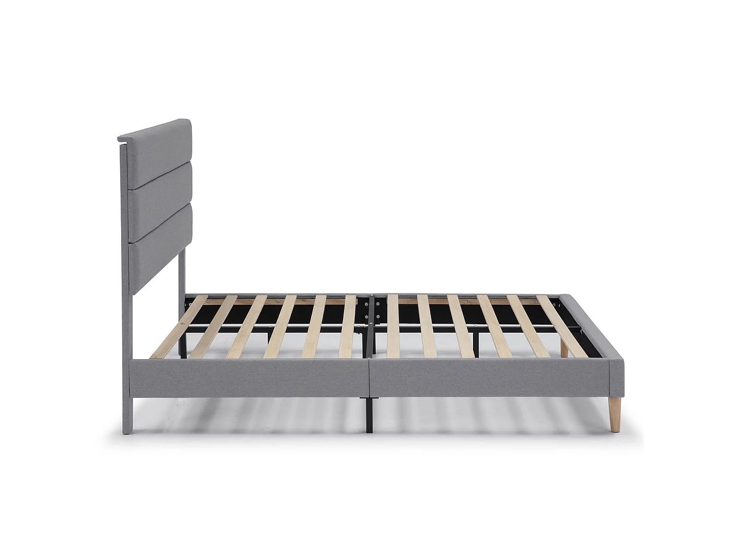 Cadre de lit plateforme Aroma capitonné 30 cm, 90x190 cm, Gris clair